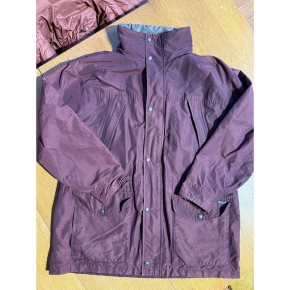 Woolrich Parka L Vintage Nylon Shell Wool Plaid Lined Jacket‎ Maroon 80s 90s